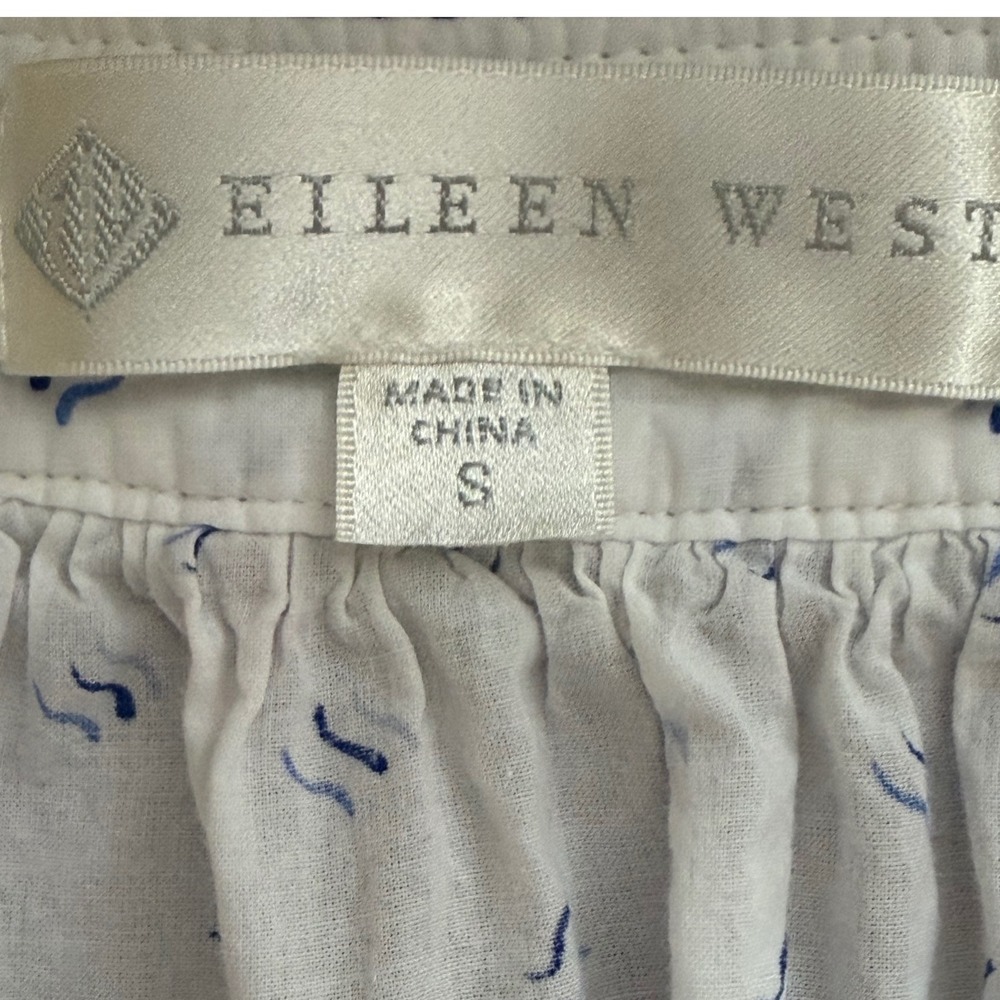 Eileen West Sleeveless Nightgown Sleepwear Womens S White Blue Cotton Ruffle - Picture 6 of 14